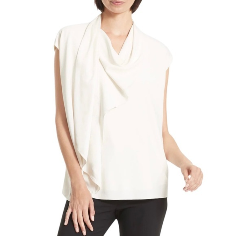 M.M. Lafleur The Ismelka Soft Wave White‎ Sleeveless Blouse Top